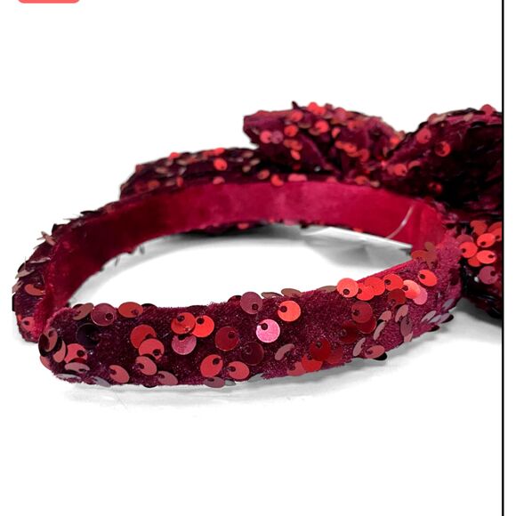 Disney Parks Burgundy Red Sequin Mickey Ears Headband main image 4